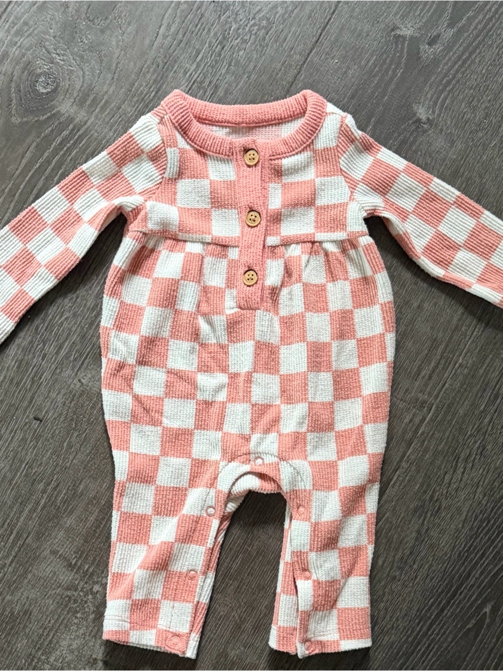 Cat & Jack Peach and White Check Knit One-Piece